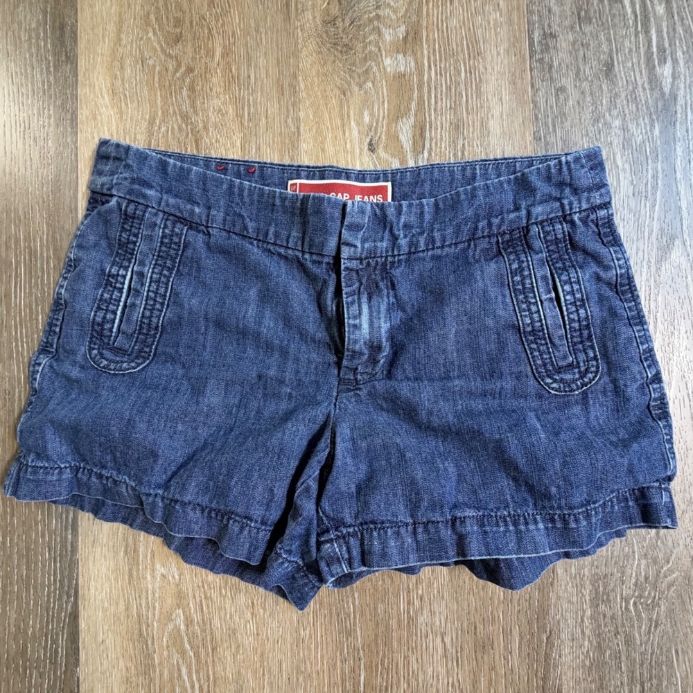 Gap Denim Shorts Women 4 Blue Cotton Mid Rise Welt Pocket Casual Summer